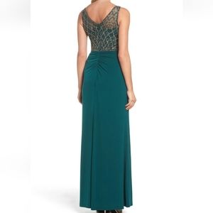 Adrianna Papell Beaded Bodice Column Gown Green
